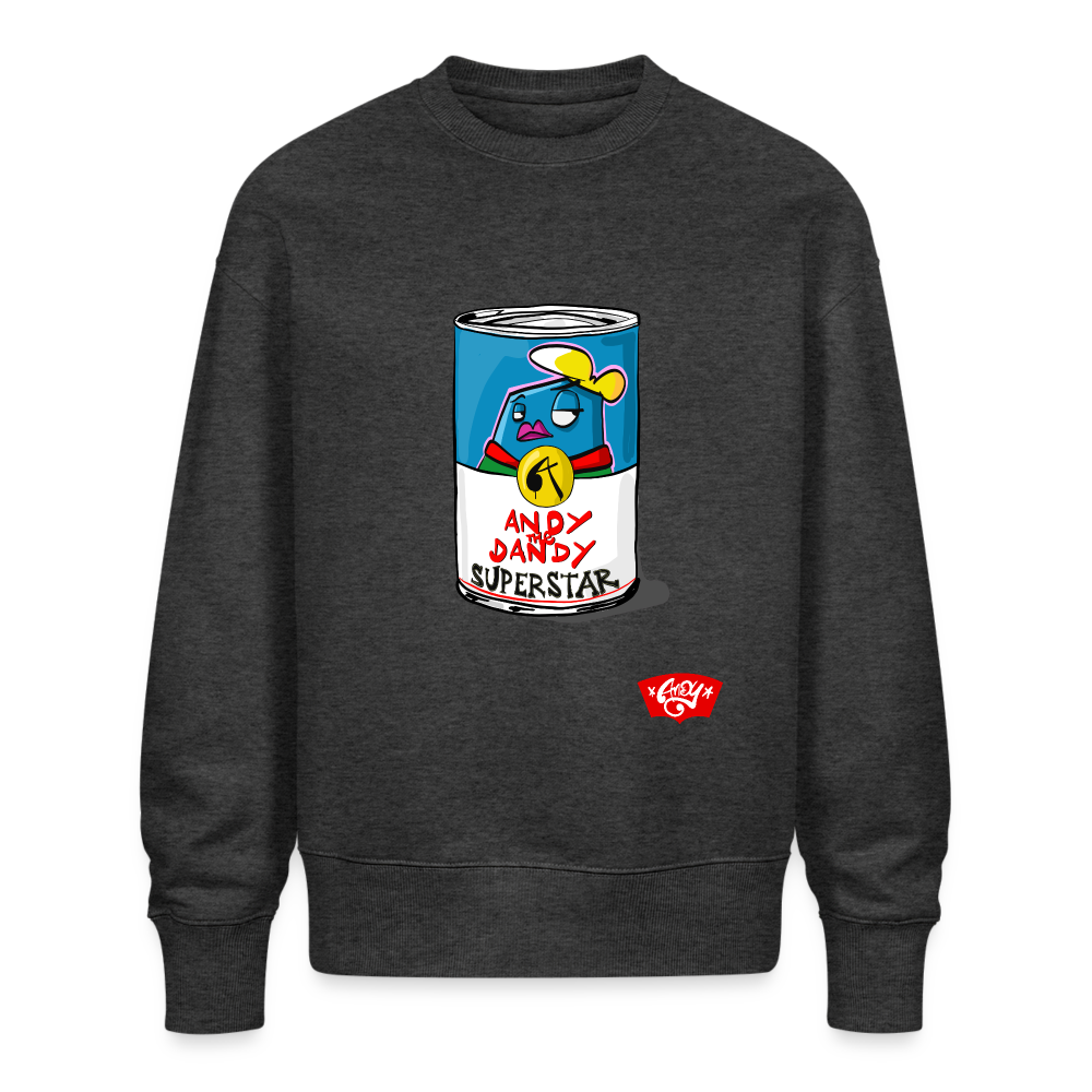 Superstar Soup. Uniseks oversize bio-sweater. - donkergrijs gemêleerd