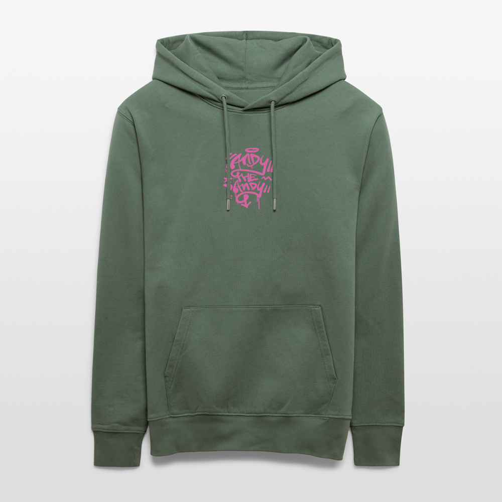 Tag fill in Andy. Uniseks bio-hoodie. - dennengroen