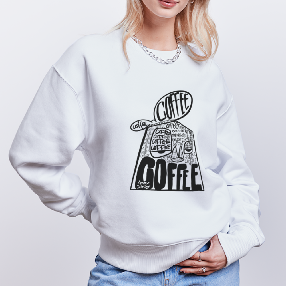 Coffee on my mind. Andy. Uniseks oversize bio-sweater. - wit