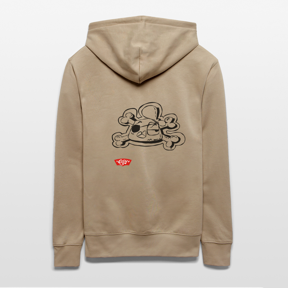 Pirate Andy. Uniseks bio-hoodie. Front & back - beige