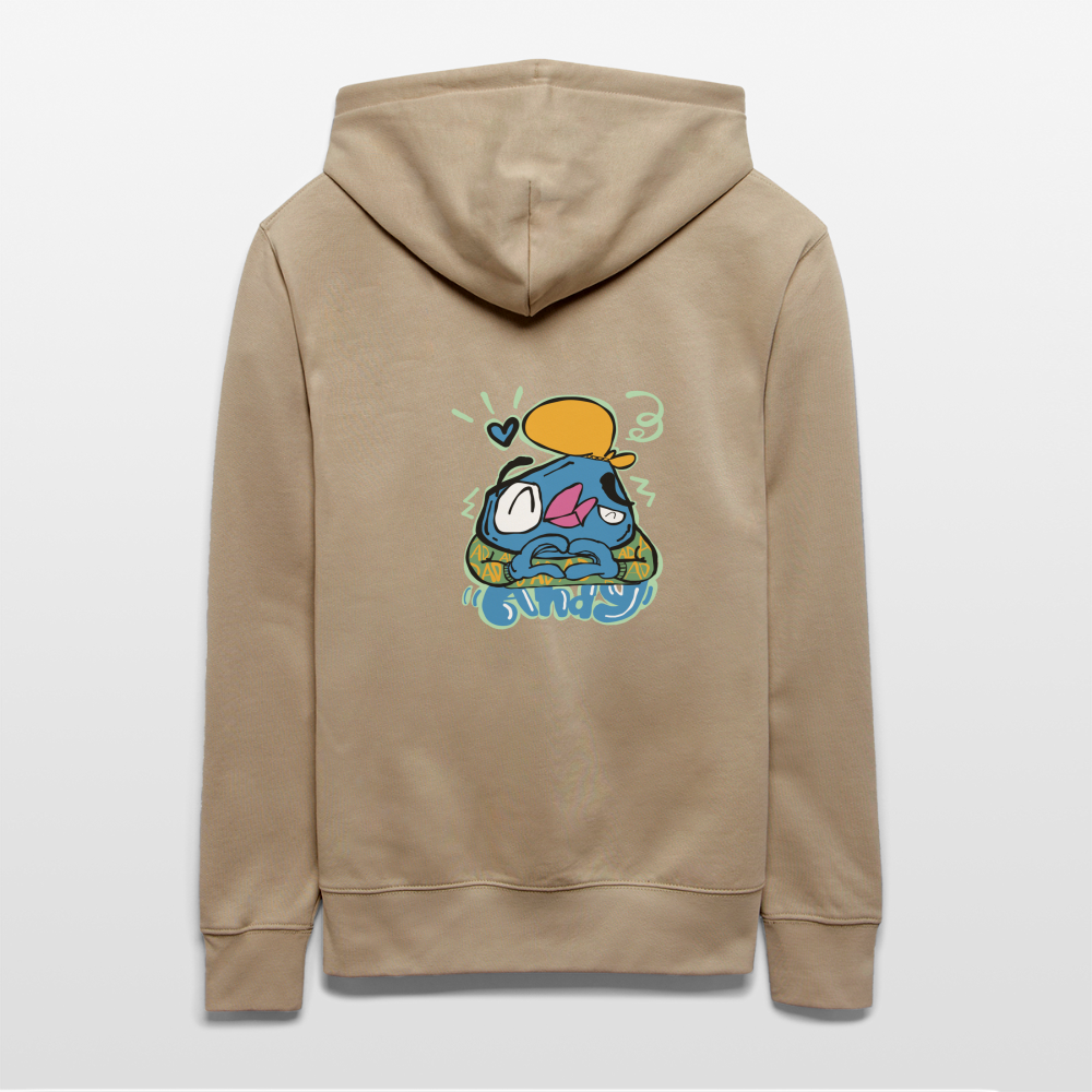 Love symbol Andy. Backside. Uniseks bio-hoodie - beige