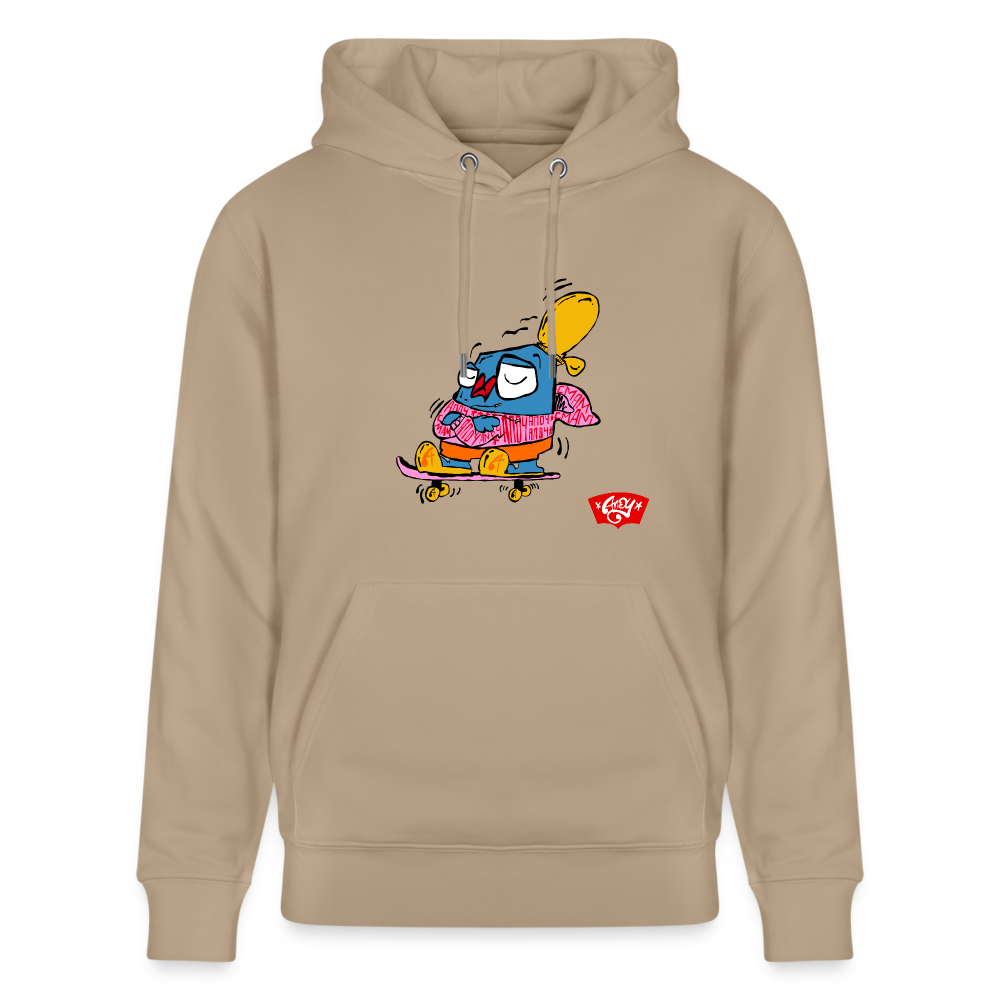 Skating with an attitude. Uniseks bio-hoodie. - beige