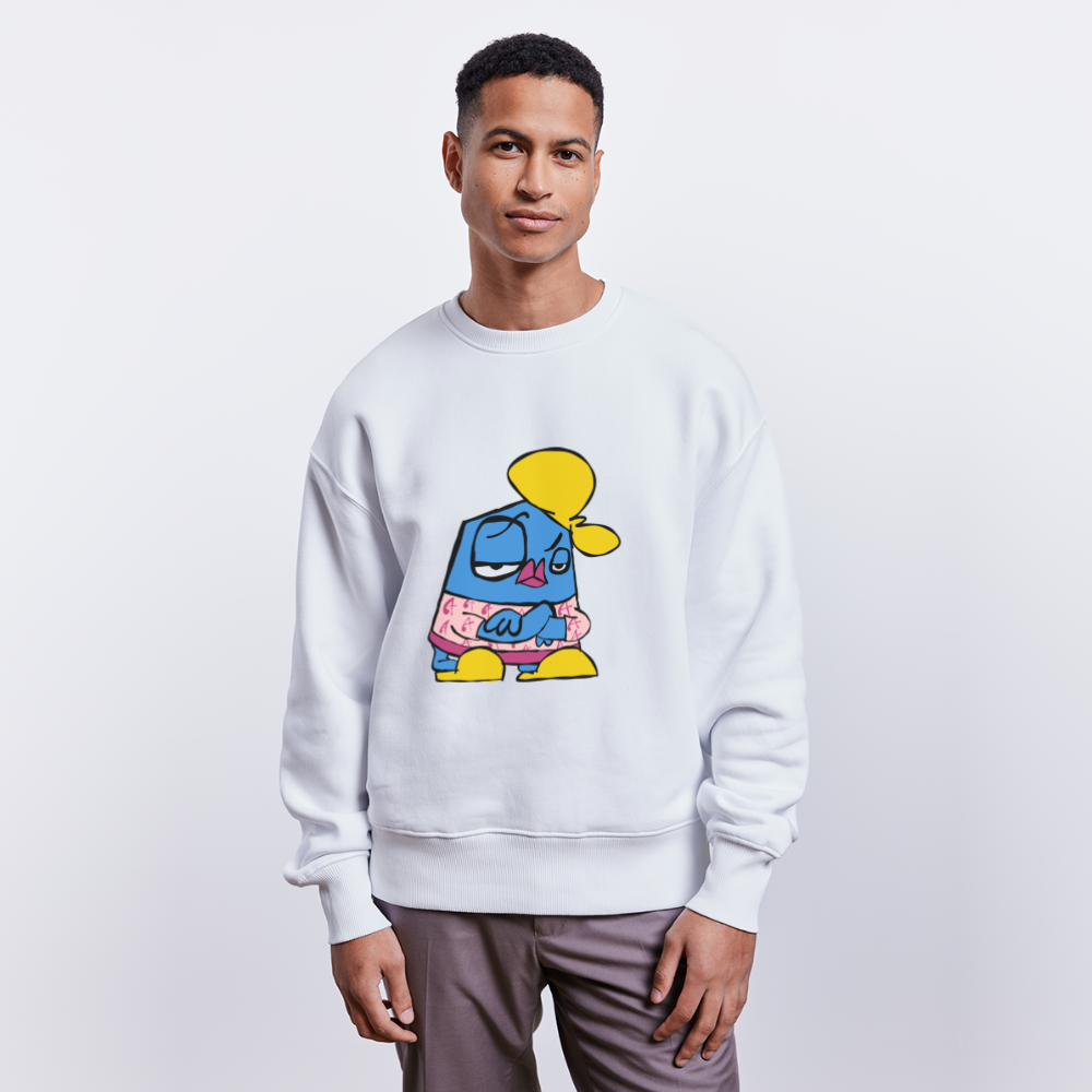 Arms crossed Andy. Uniseks oversize bio-sweater - wit