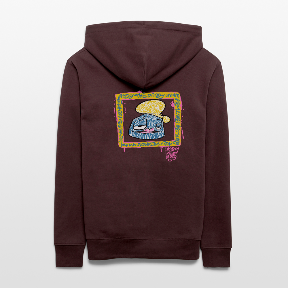 Tag fill in Andy. Uniseks bio-hoodie. - maroon