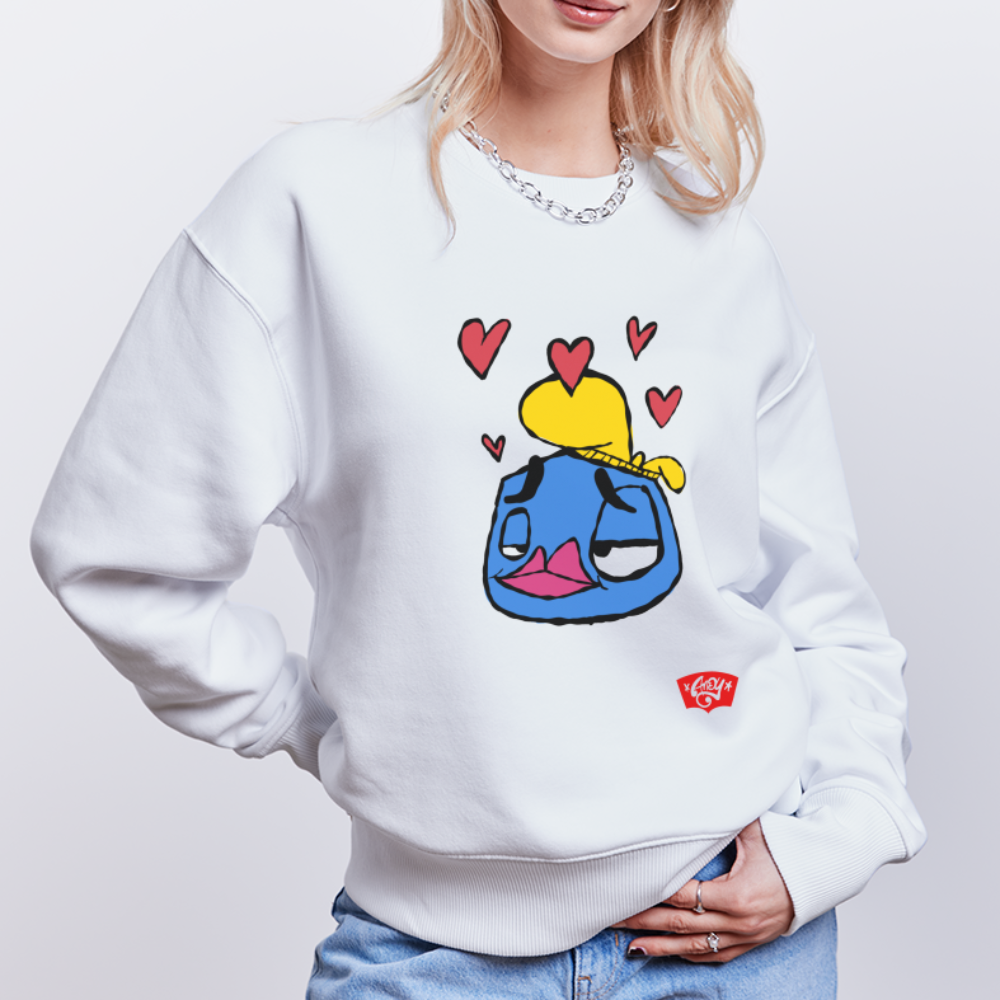 Andy in love. Uniseks oversize bio-sweater - wit