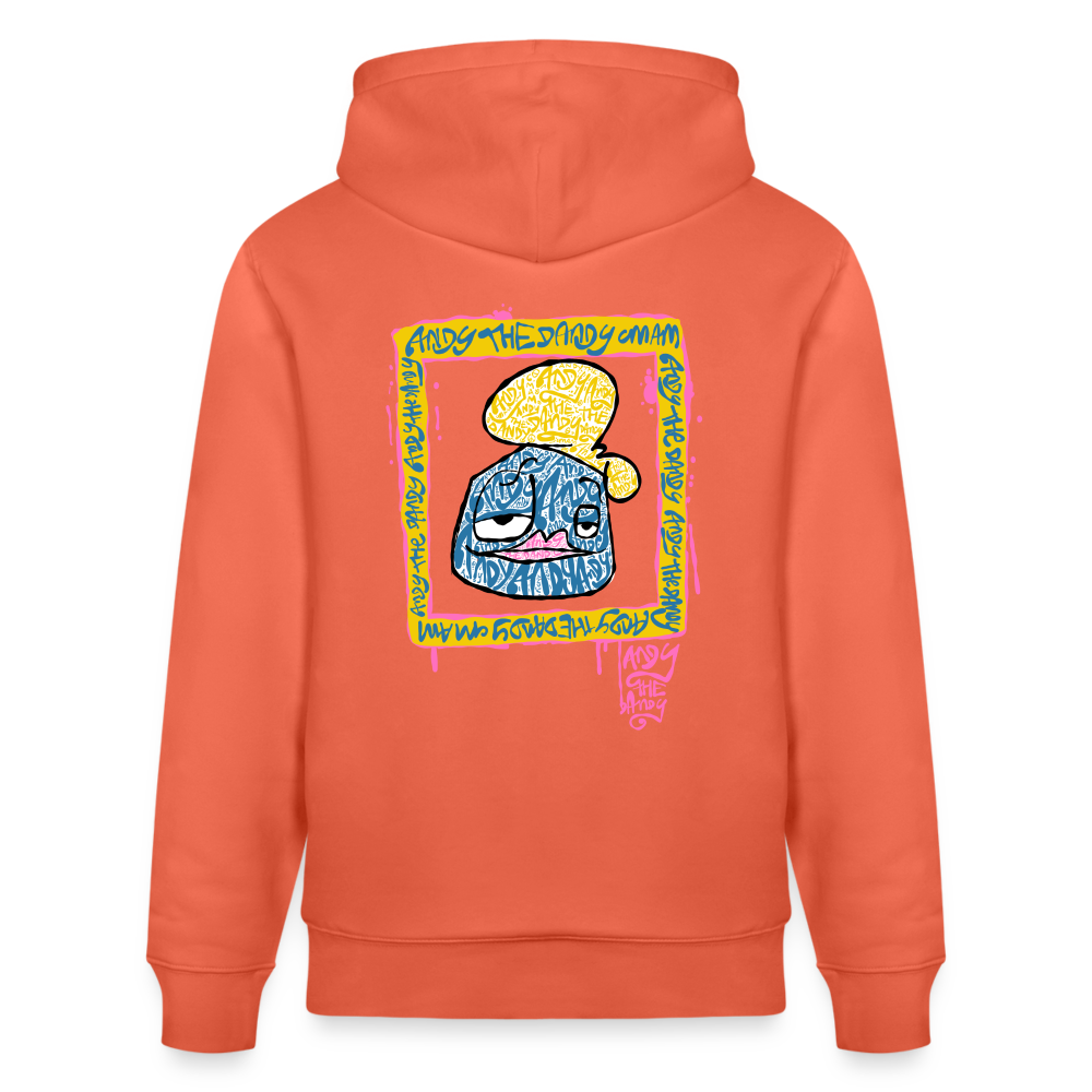 Tag fill in Andy. Uniseks bio-hoodie. - lichtrood