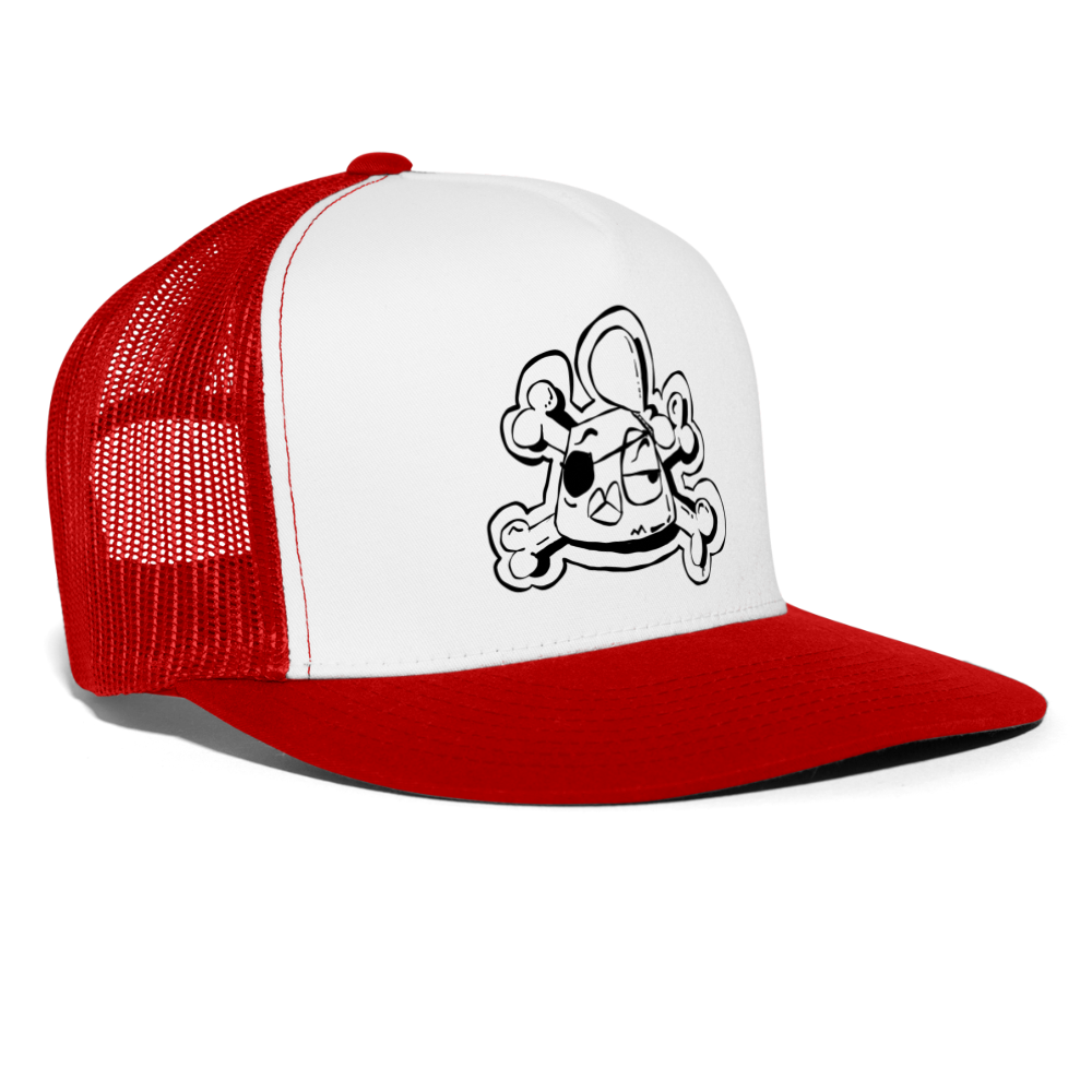 Pirate club Andy the Dandy. Trucker Cap - wit/rood