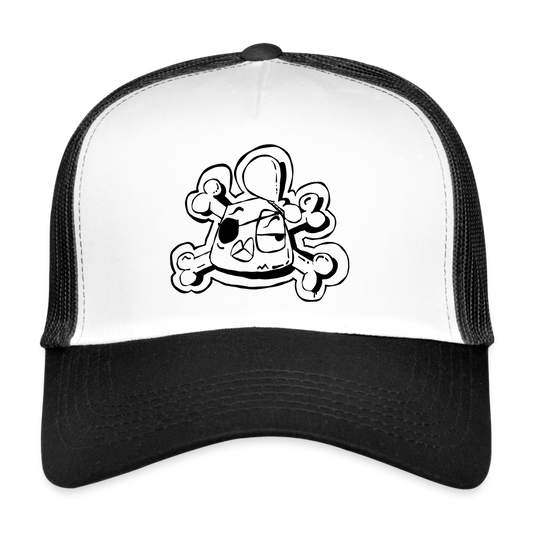 Pirate club Andy the Dandy. Trucker Cap - wit/zwart