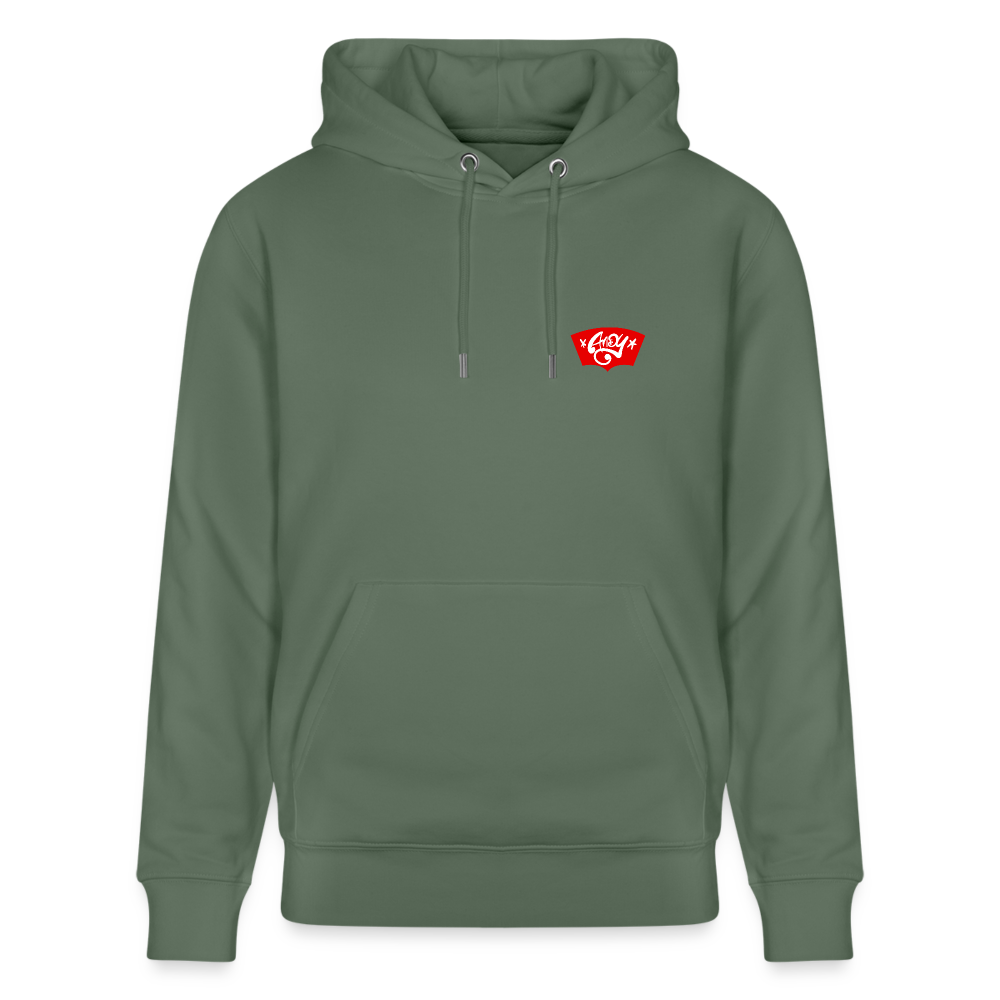 Love symbol Andy. Backside. Uniseks bio-hoodie - dennengroen