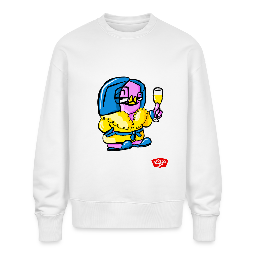 Daydrinking Candy the Dandy. Uniseks oversize bio-sweater - wit