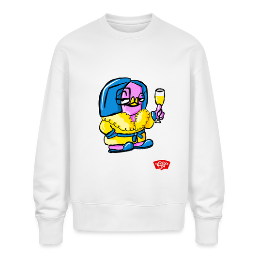 Daydrinking Candy the Dandy. Uniseks oversize bio-sweater - wit