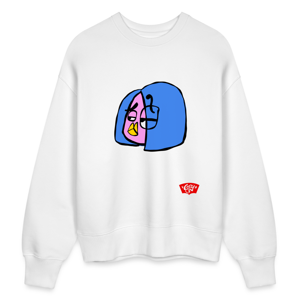 Questionmark Candy. Uniseks oversize bio-sweater. - wit