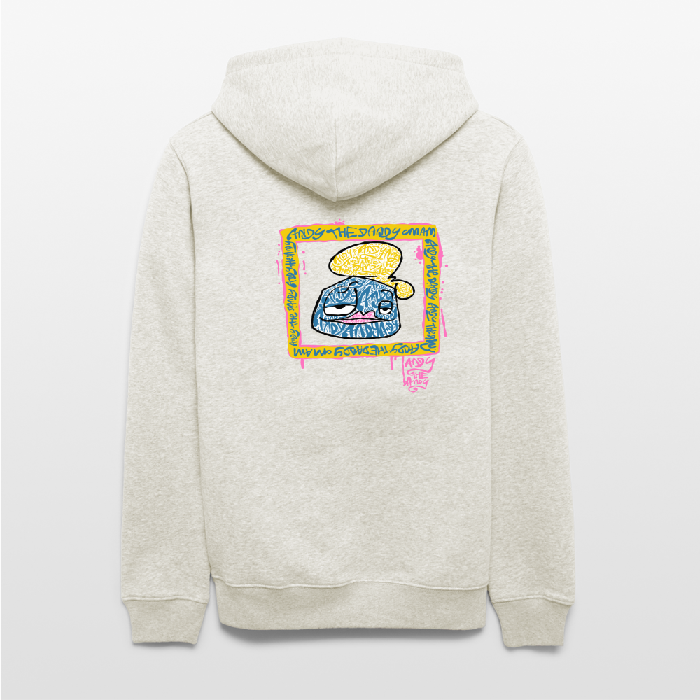 Tag fill in Andy. Uniseks bio-hoodie. - beige gemêleerd