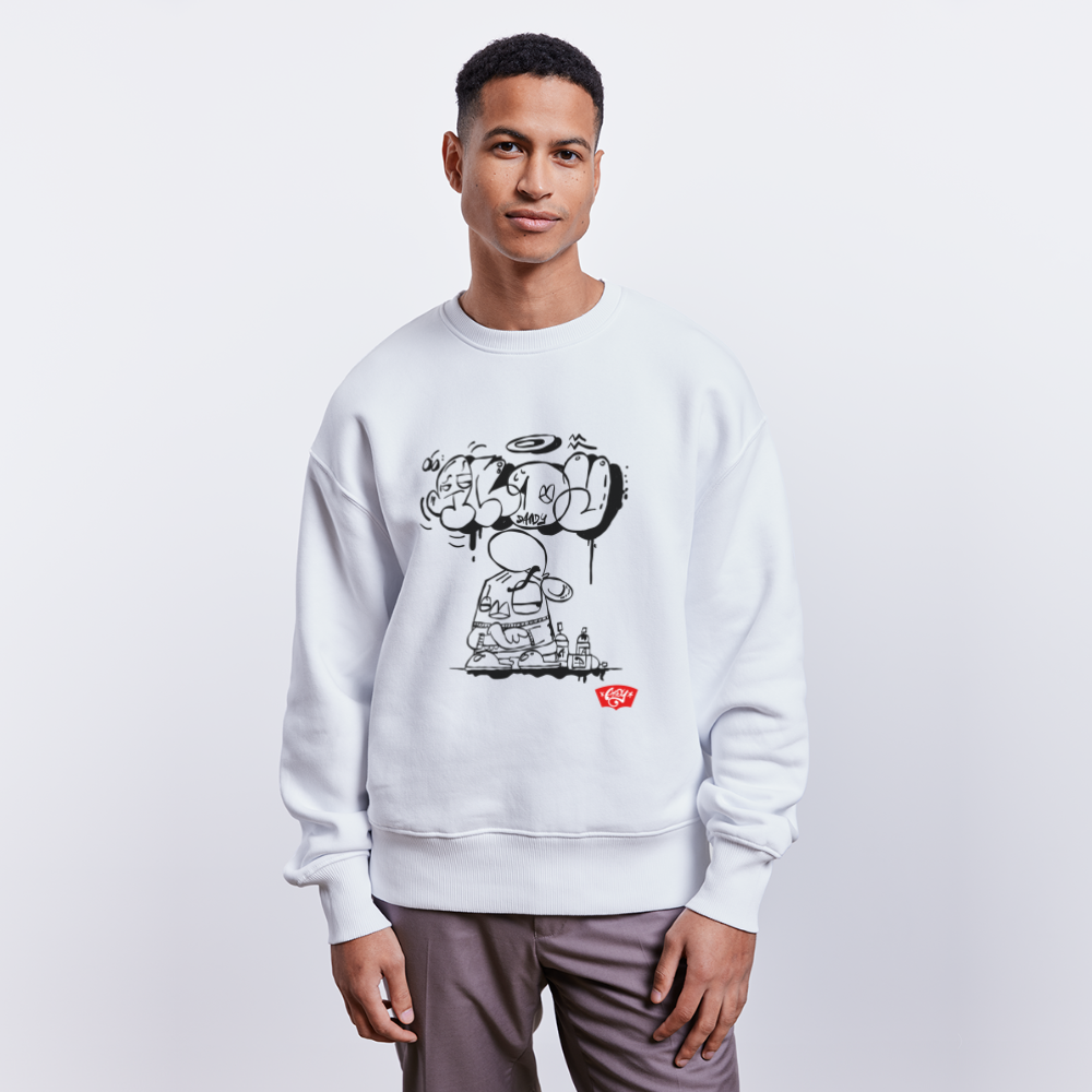 Spraypaint, throw up. Andy. Uniseks oversize bio-sweater - wit