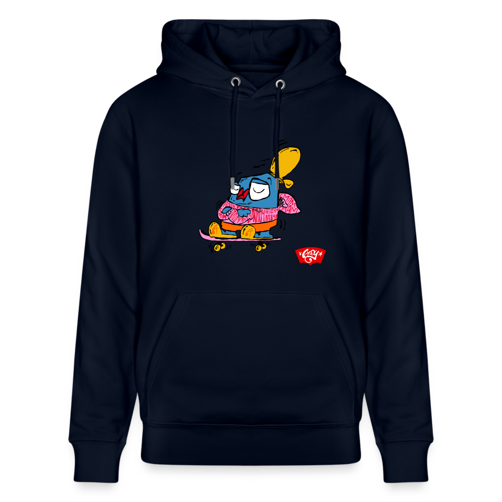 Skating with an attitude. Uniseks bio-hoodie. - marine