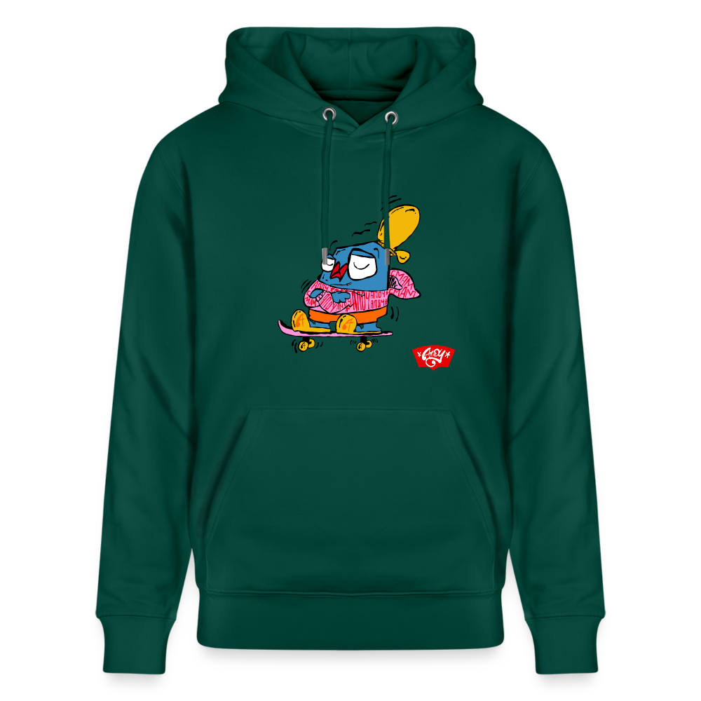 Skating with an attitude. Uniseks bio-hoodie. - forest