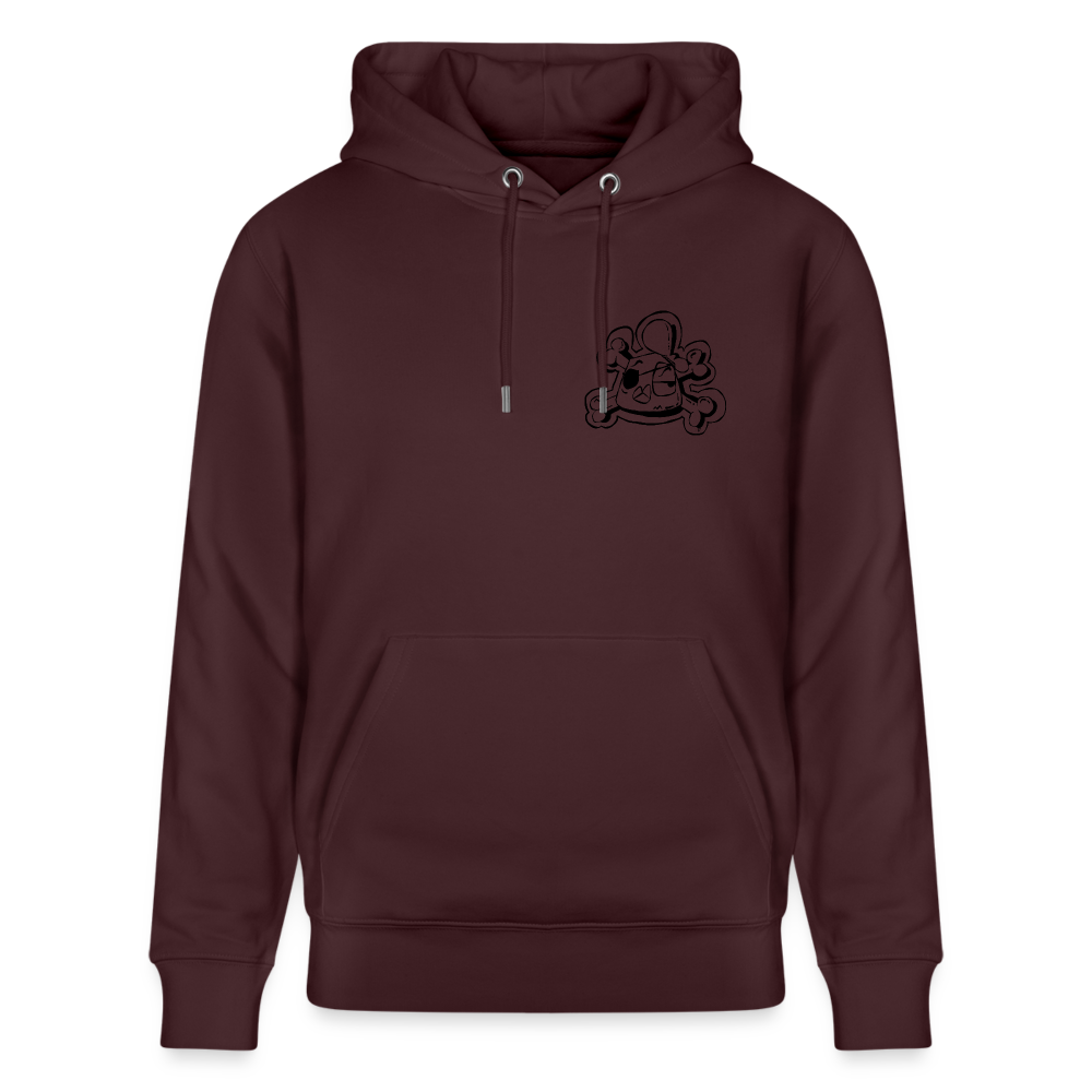 Pirate Andy. Uniseks bio-hoodie. Front & back - maroon