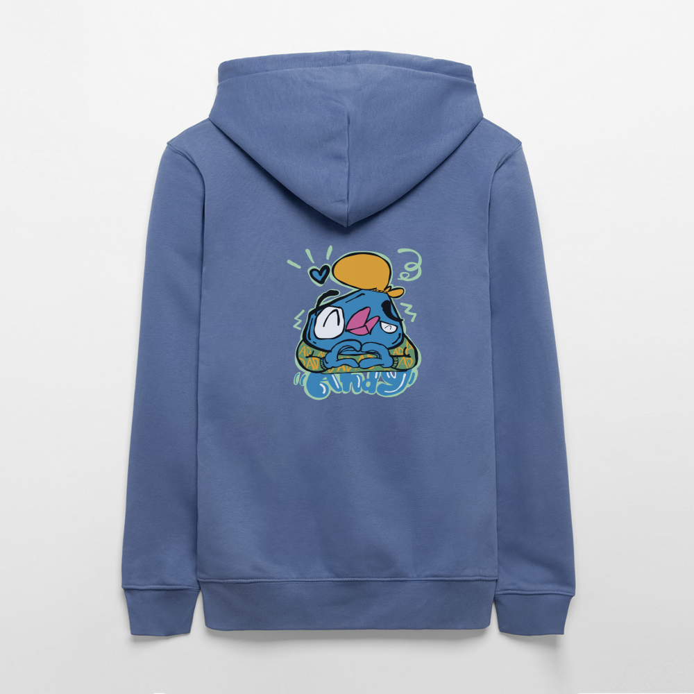 Love symbol Andy. Backside. Uniseks bio-hoodie - blauw