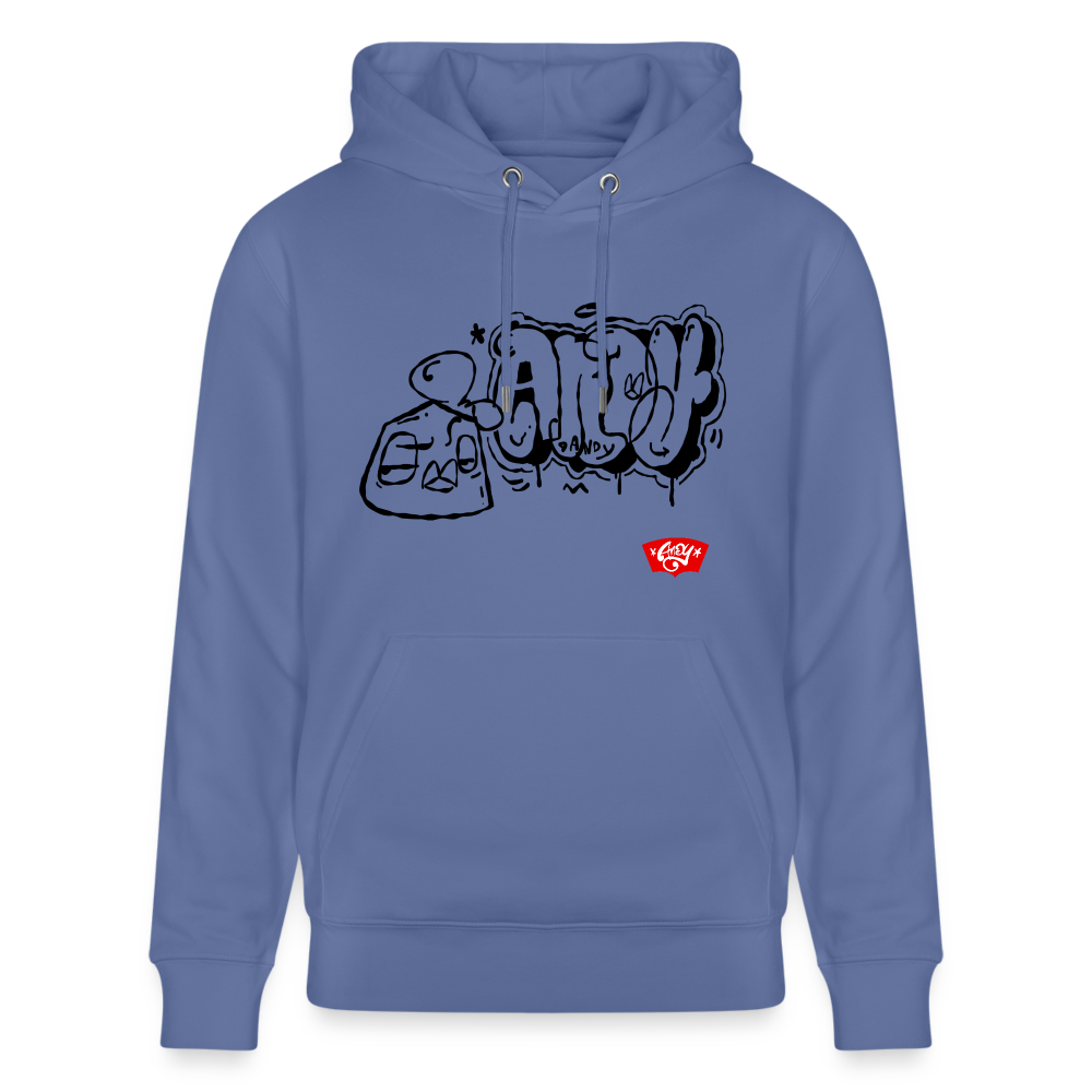 Heads up and throw up. Uniseks bio-hoodie - blauw