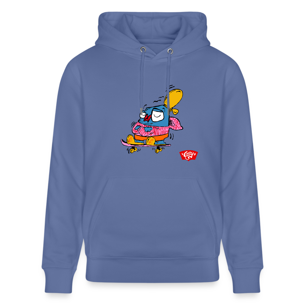 Skating with an attitude. Uniseks bio-hoodie. - blauw