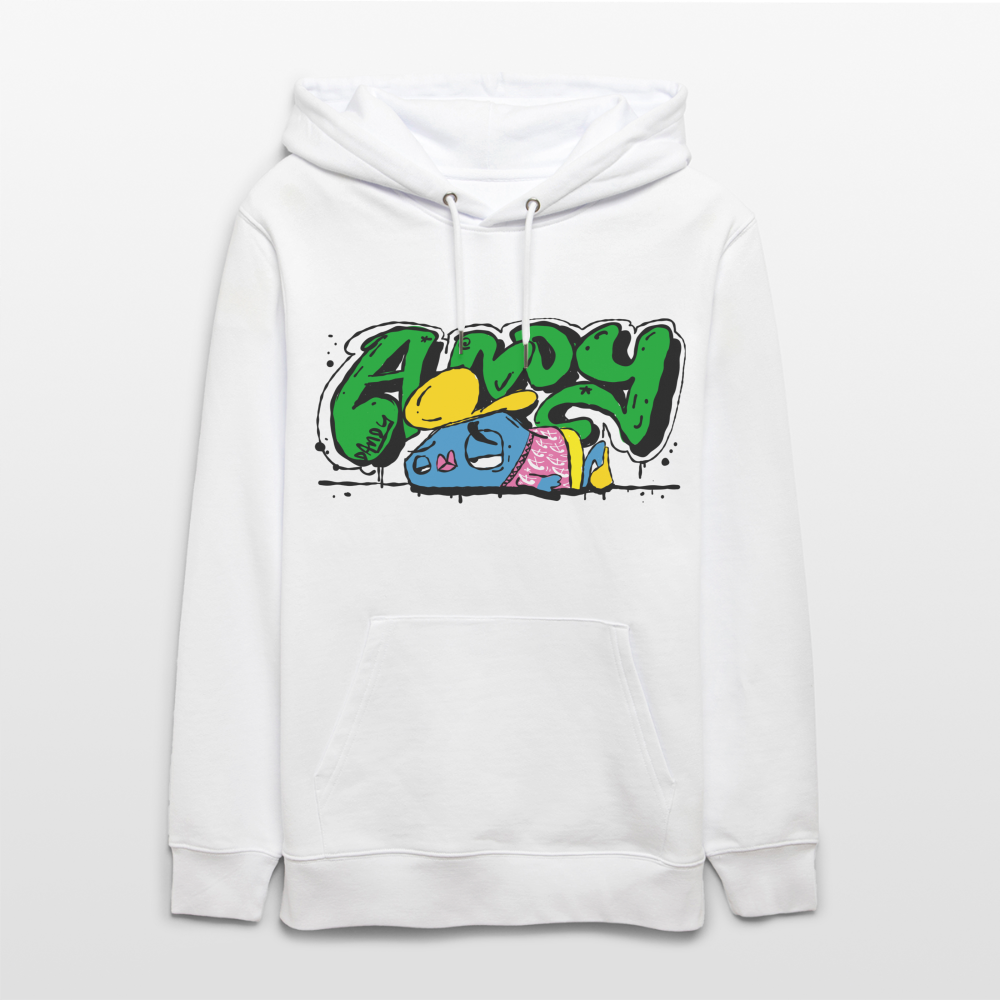 Flushed Andy. Uniseks bio-hoodie - wit