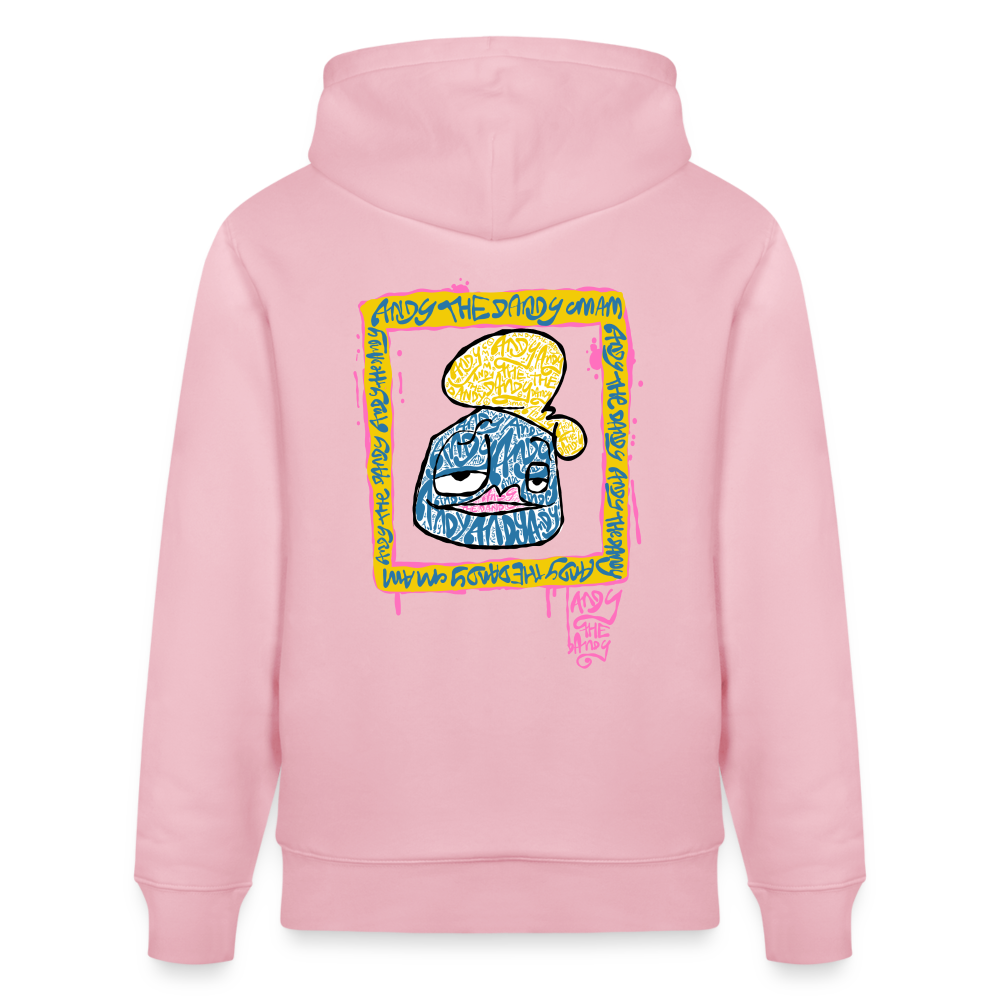 Tag fill in Andy. Uniseks bio-hoodie. - lichtroze