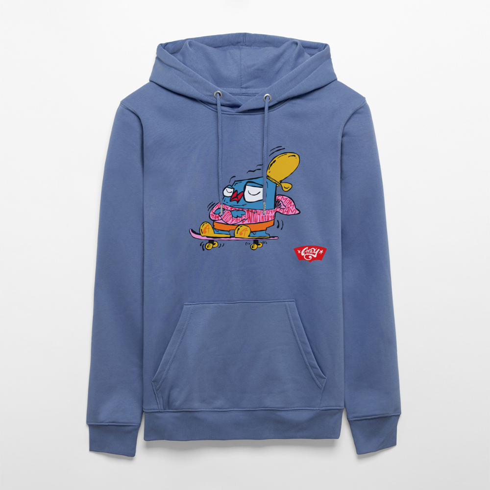 Skating with an attitude. Uniseks bio-hoodie. - blauw