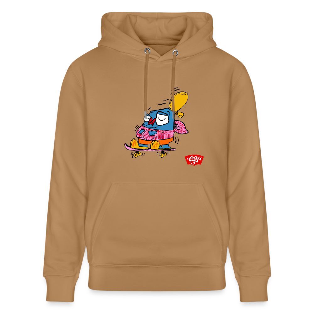 Skating with an attitude. Uniseks bio-hoodie. - Latte