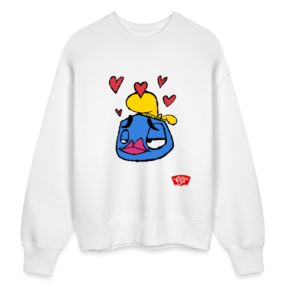 Andy in love. Uniseks oversize bio-sweater - wit