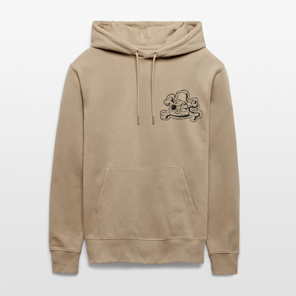 Pirate Andy. Uniseks bio-hoodie. Front & back - beige