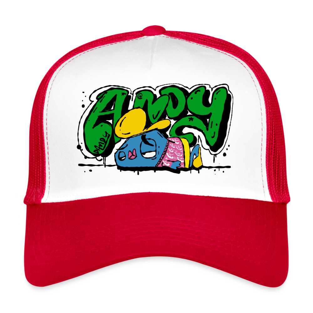 Flushed. Andy. Trucker Cap - wit/rood