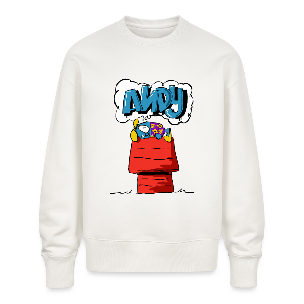 Doghouse dreaming of graffiti. Uniseks oversize bio-sweater - OFF WHITE