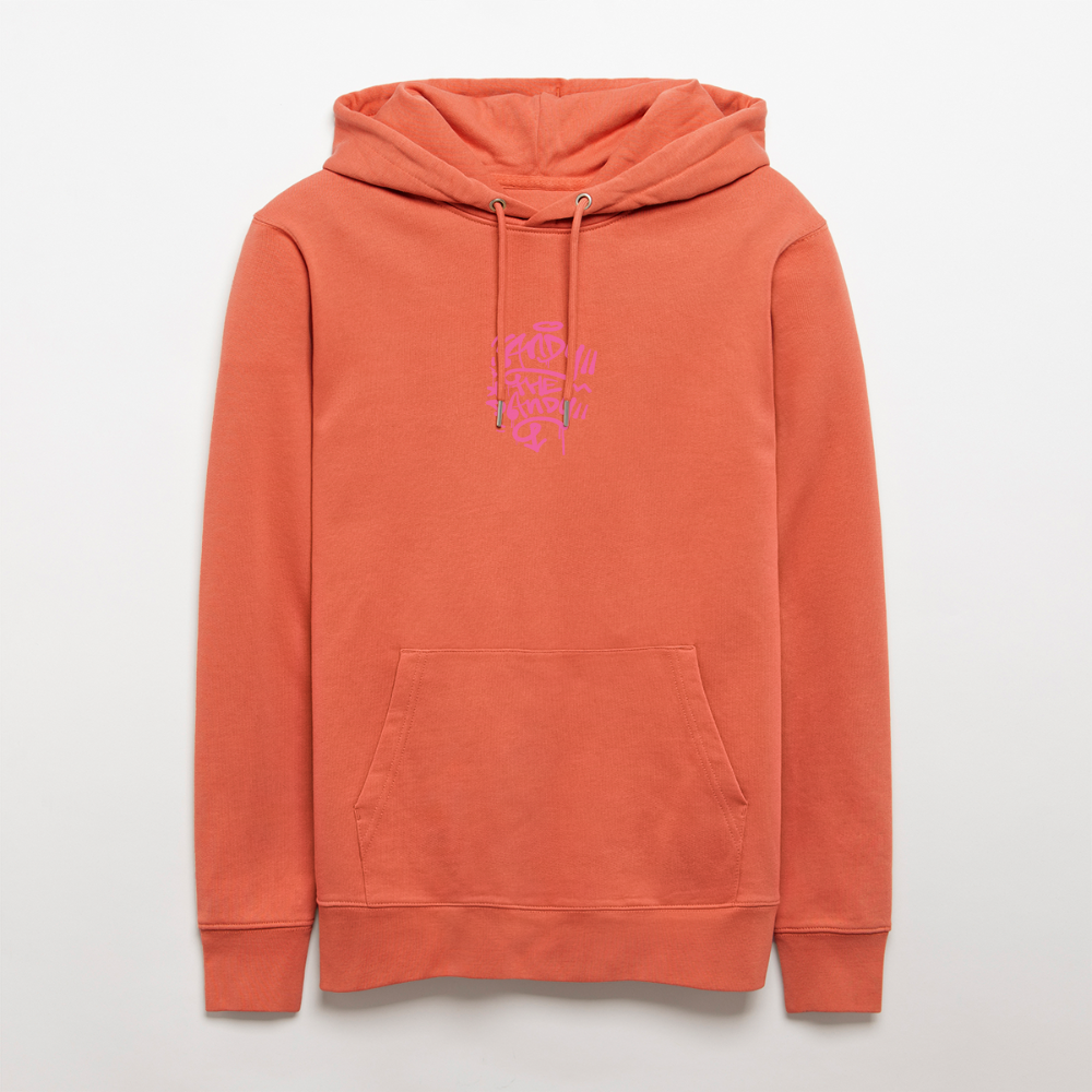 Tag fill in Andy. Uniseks bio-hoodie. - lichtrood