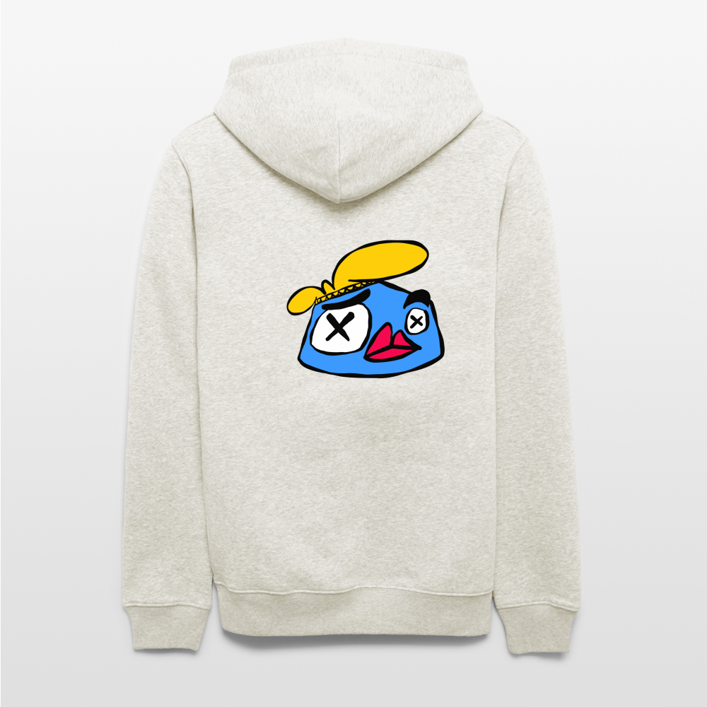 Knock out Andy. Back. Uniseks bio-hoodie - beige gemêleerd