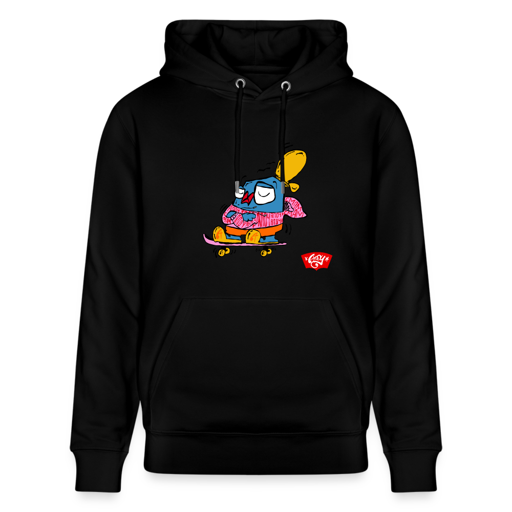 Skating with an attitude. Uniseks bio-hoodie. - zwart