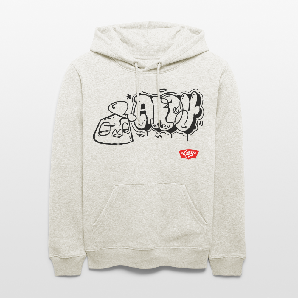 Heads up and throw up. Uniseks bio-hoodie - beige gemêleerd