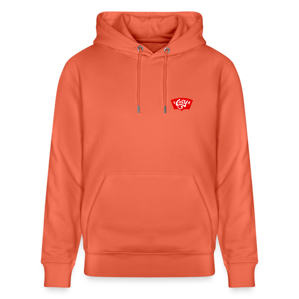 Love symbol Andy. Backside. Uniseks bio-hoodie - lichtrood