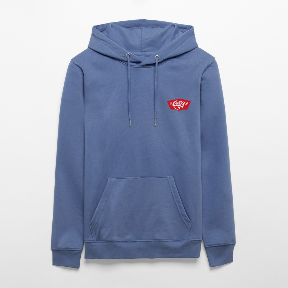 Love symbol Andy. Backside. Uniseks bio-hoodie - blauw