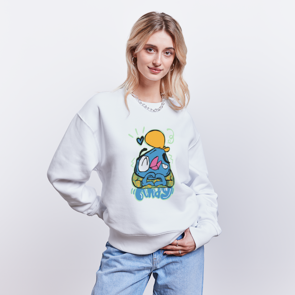 Love Symbol Andy. Uniseks oversize bio-sweater. - wit