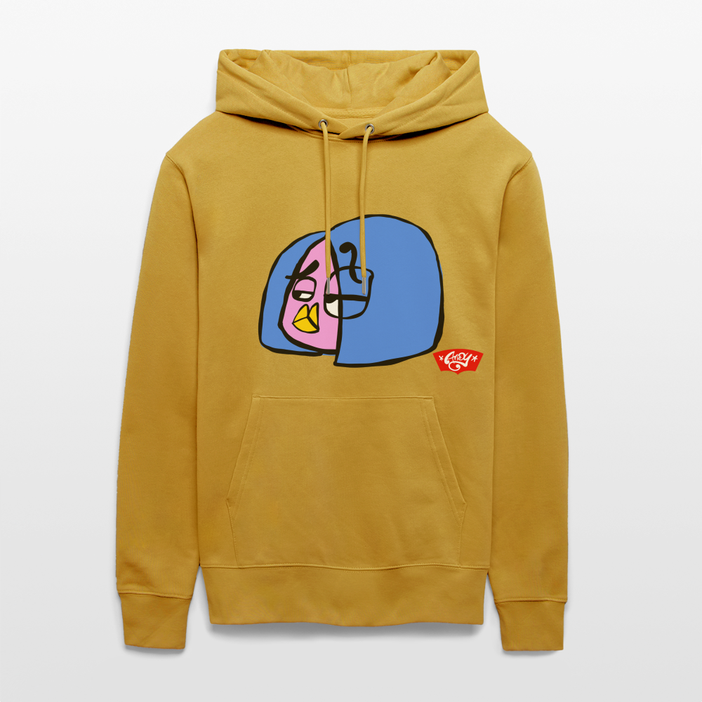 Questionmark Candy the Dandy. Uniseks bio-hoodie - oker